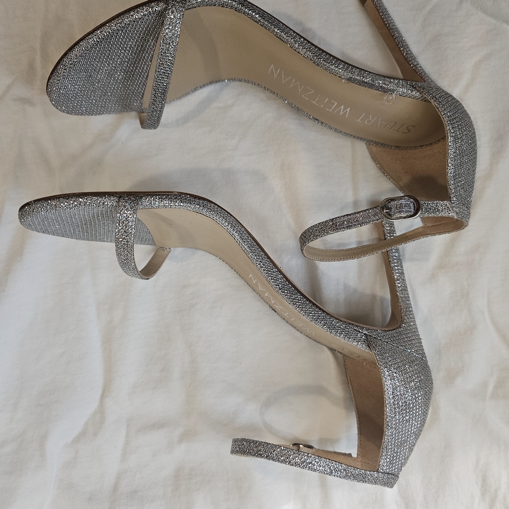 Stuart Weitzman Silver Women's Heels Size 7 1/5 - Picture 2 of 4